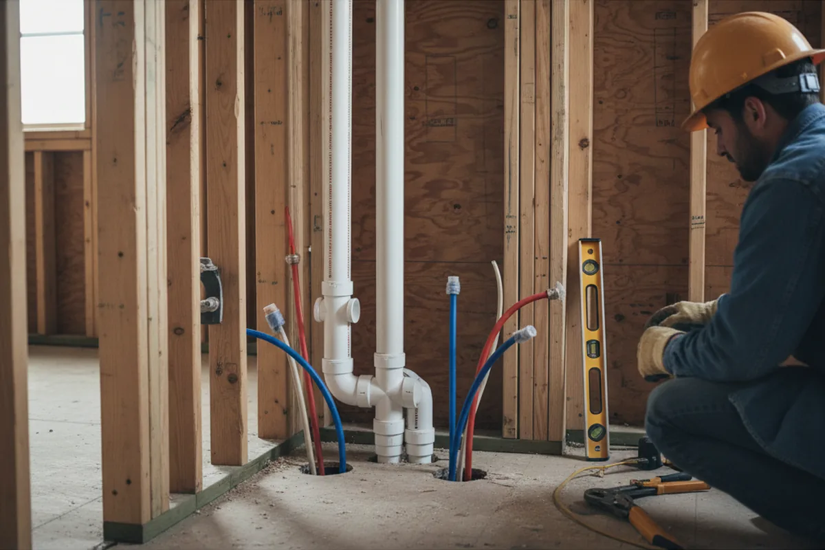 Drain and supply rough-in during Drain Cleaning in Upperco